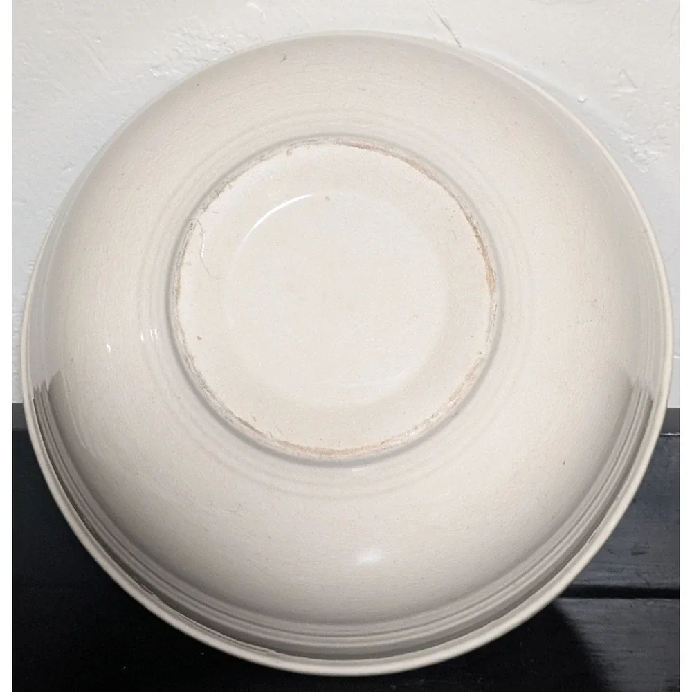 Vintage Sevilla USA Nesting Ringed Mixing Bowls Set of 3 White Brown and‎ Blue